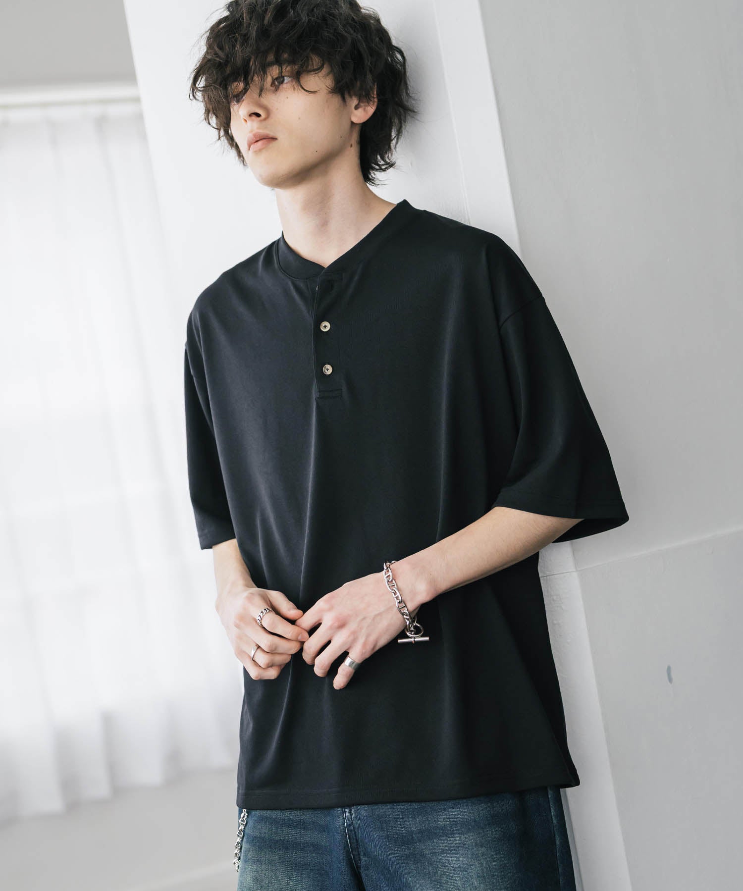 AIR TEC+ 接触冷感・遮熱・UVカット 多機能ヘンリーネック半袖Tシャツ 15428