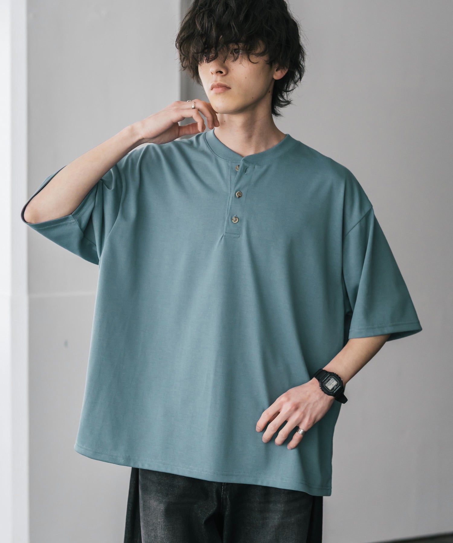 AIR TEC+ 接触冷感・遮熱・UVカット 多機能ヘンリーネック半袖Tシャツ 15428