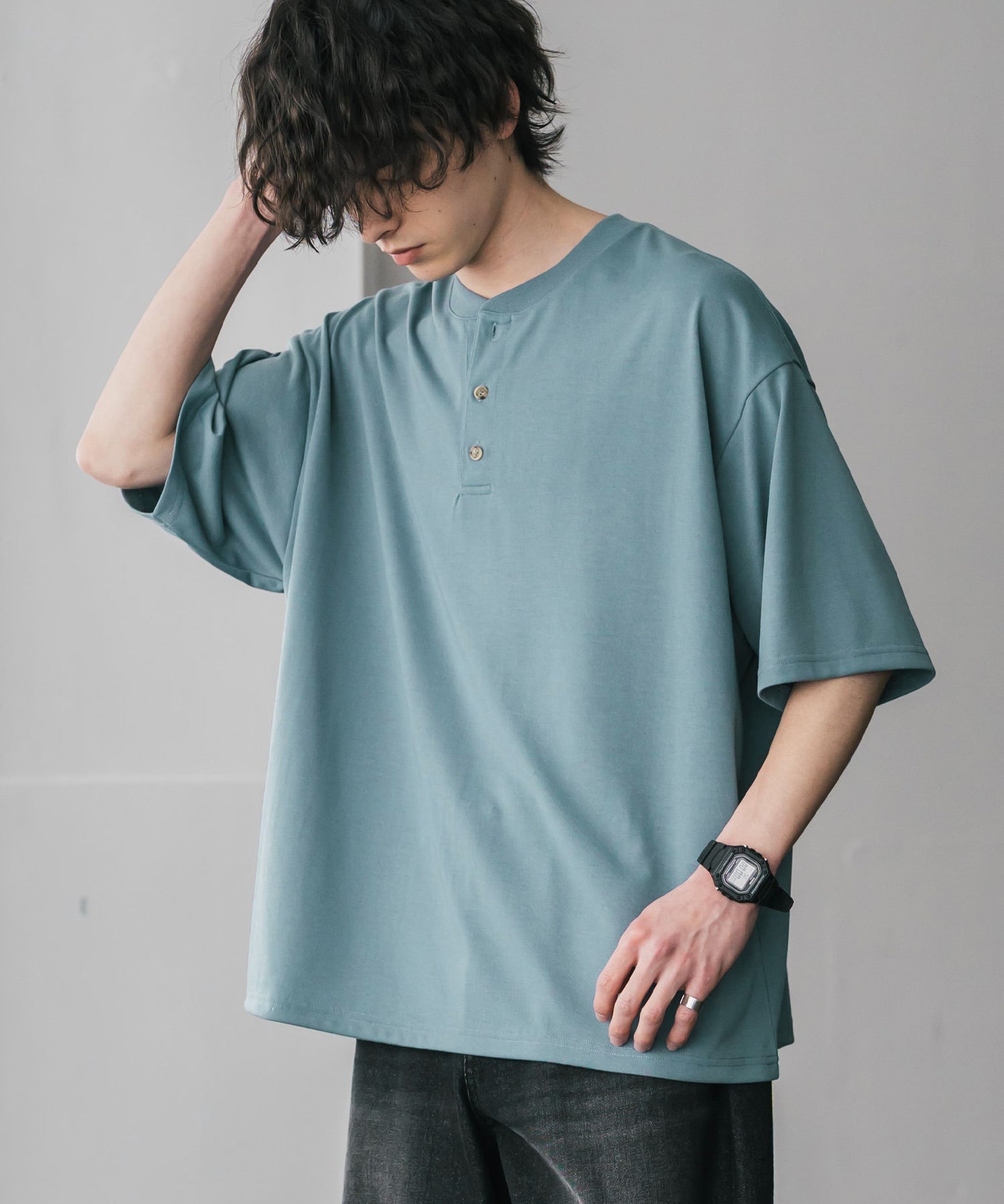 AIR TEC+ 接触冷感・遮熱・UVカット 多機能ヘンリーネック半袖Tシャツ 15428