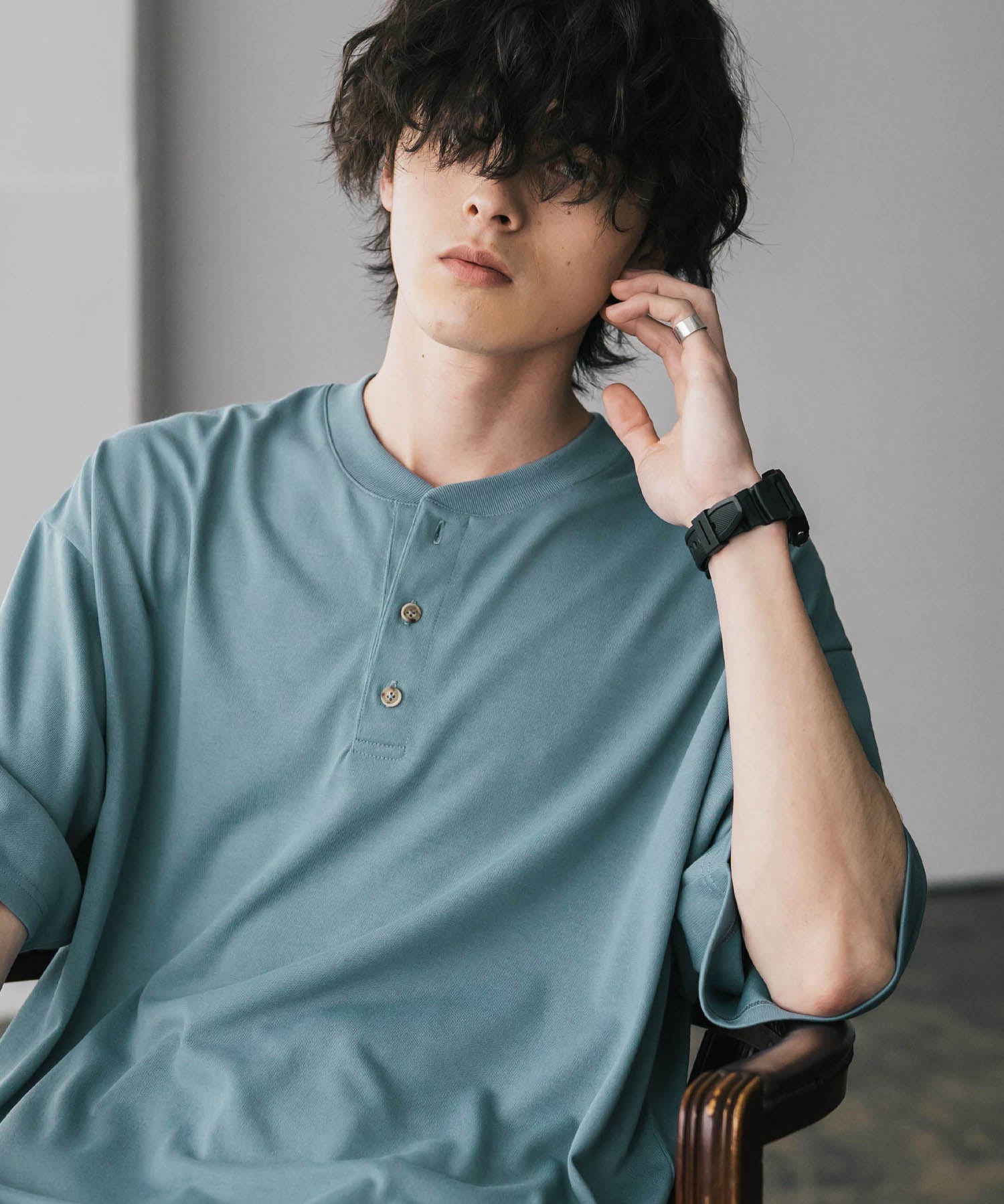 AIR TEC+ 接触冷感・遮熱・UVカット 多機能ヘンリーネック半袖Tシャツ 15428