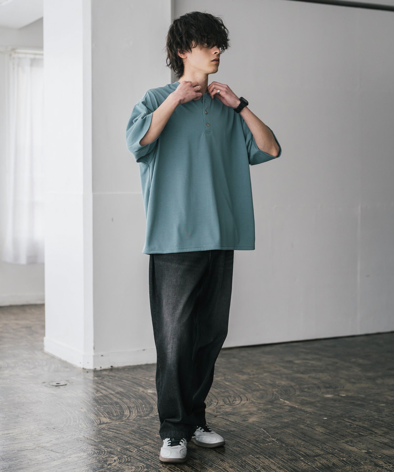 AIR TEC+ 接触冷感・遮熱・UVカット 多機能ヘンリーネック半袖Tシャツ 15428