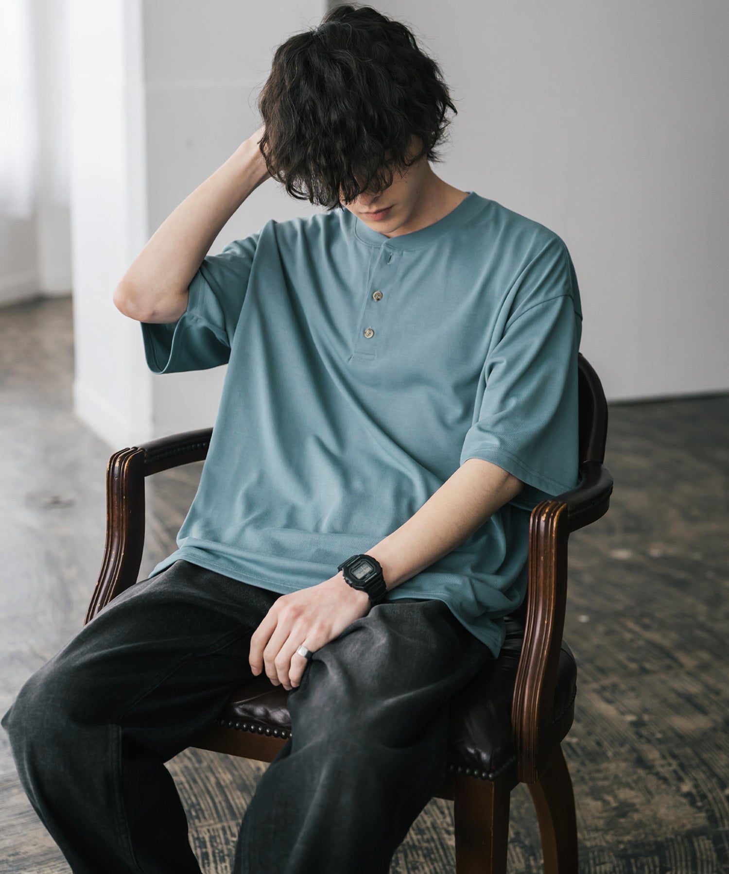 AIR TEC+ 接触冷感・遮熱・UVカット 多機能ヘンリーネック半袖Tシャツ 15428