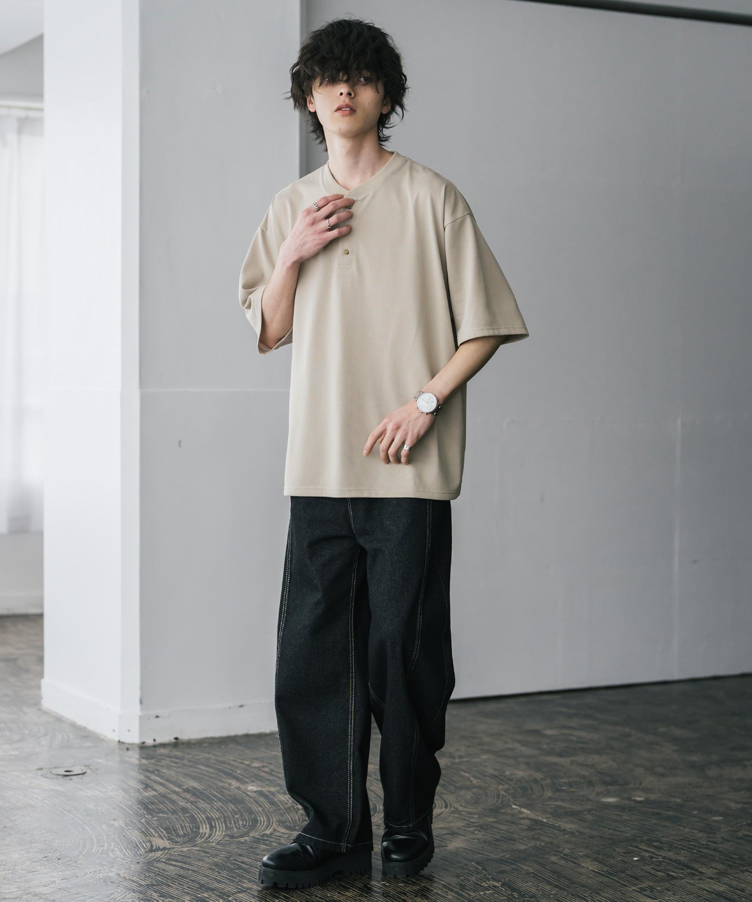 AIR TEC+ 接触冷感・遮熱・UVカット 多機能ヘンリーネック半袖Tシャツ 15428