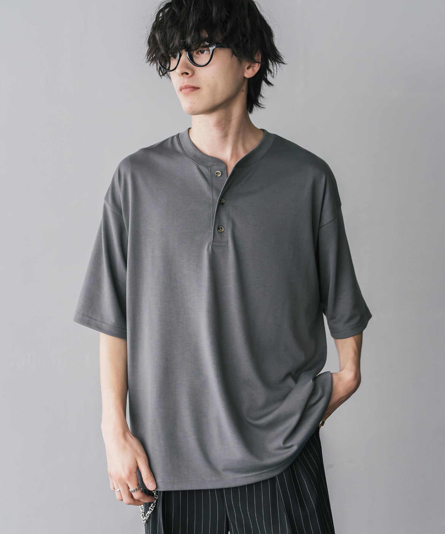 AIR TEC+ 接触冷感・遮熱・UVカット 多機能ヘンリーネック半袖Tシャツ 15428