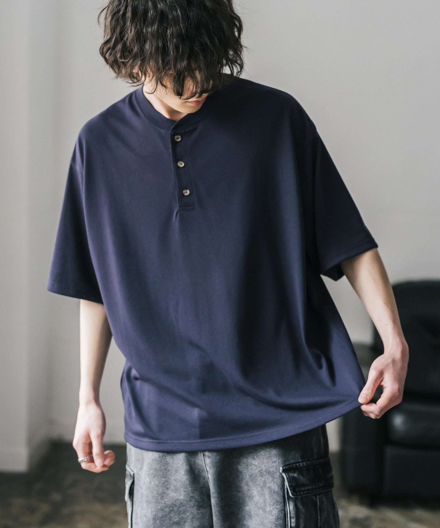 AIR TEC+ 接触冷感・遮熱・UVカット 多機能ヘンリーネック半袖Tシャツ 15428