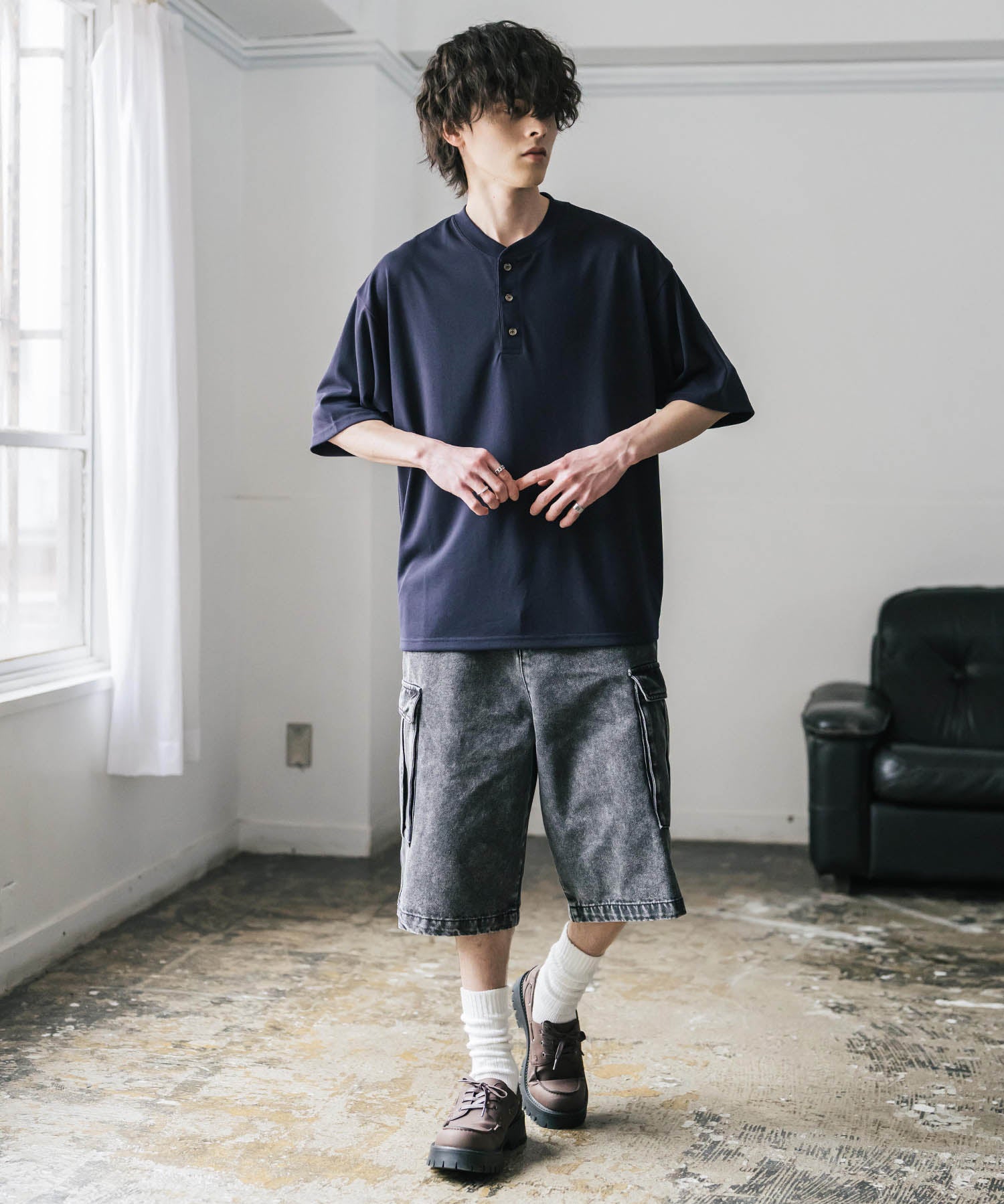 AIR TEC+ 接触冷感・遮熱・UVカット 多機能ヘンリーネック半袖Tシャツ 15428