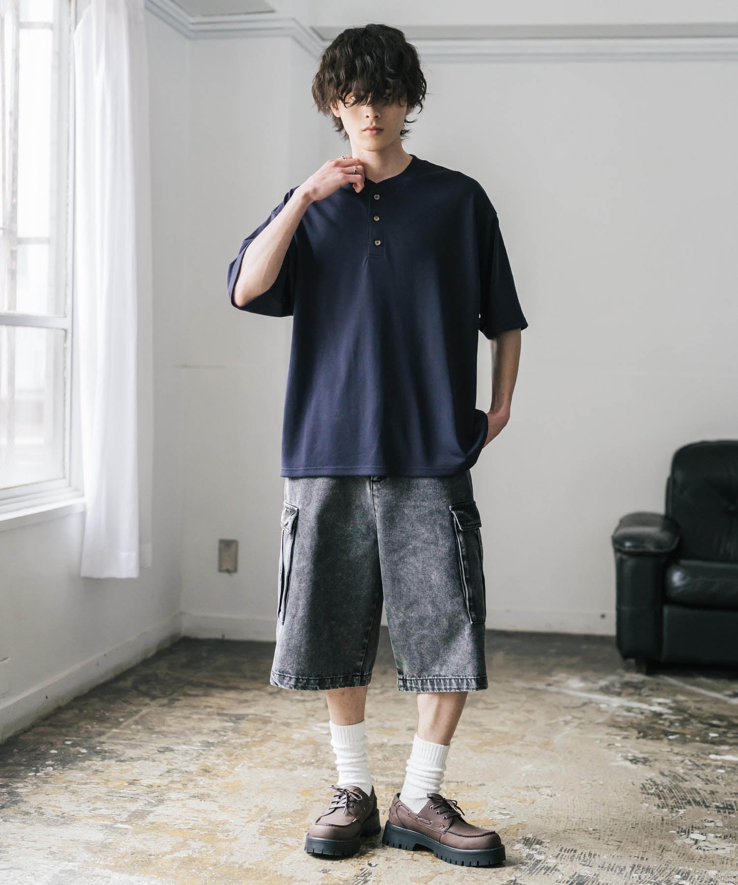 AIR TEC+ 接触冷感・遮熱・UVカット 多機能ヘンリーネック半袖Tシャツ 15428