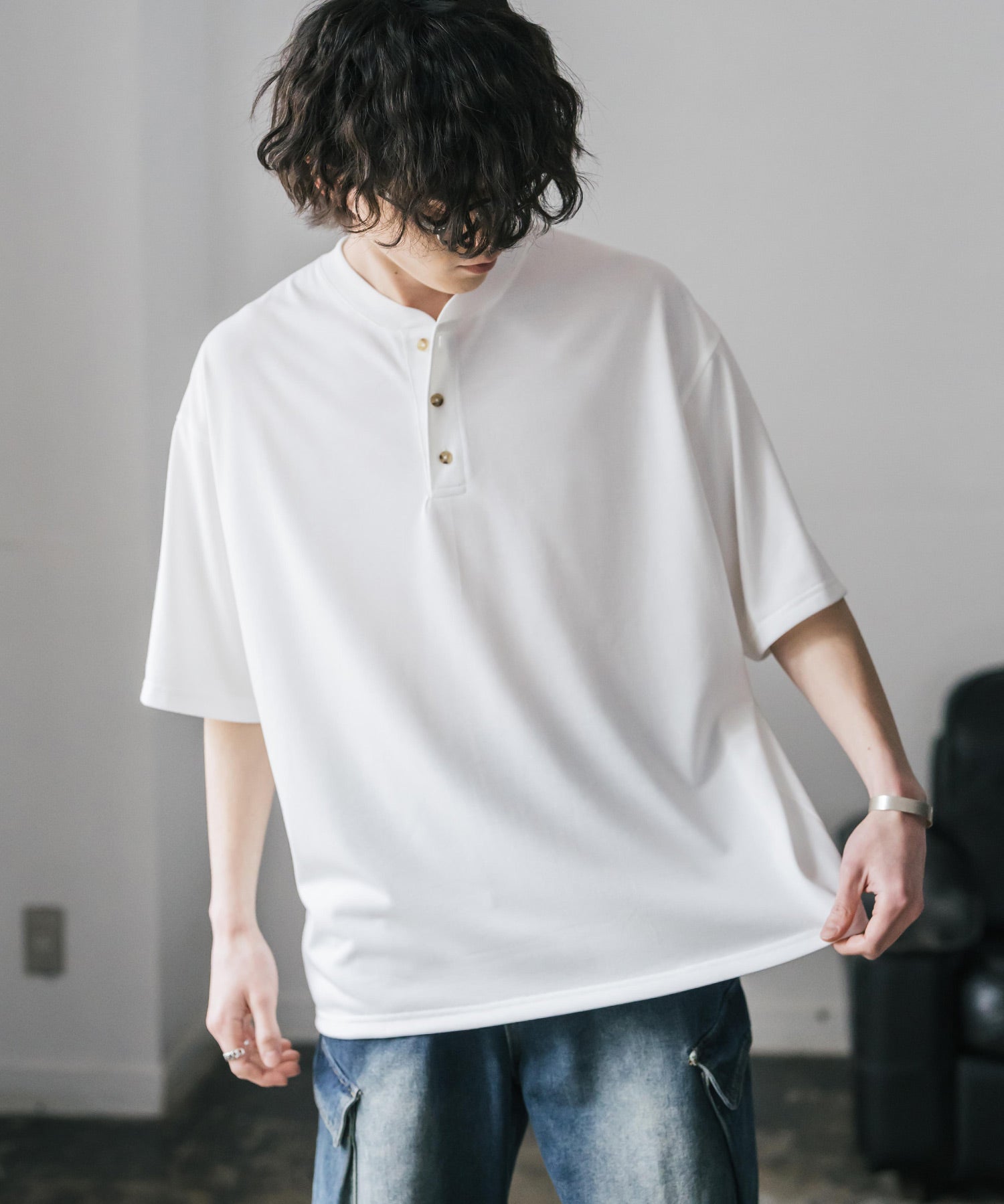 AIR TEC+ 接触冷感・遮熱・UVカット 多機能ヘンリーネック半袖Tシャツ 15428