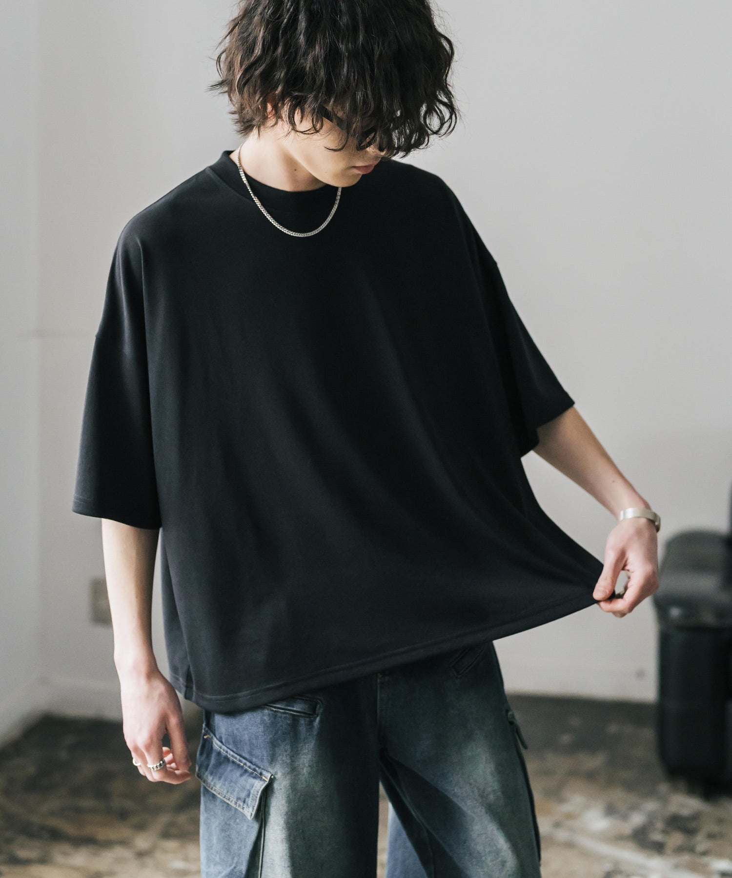 AIR TEC+ 接触冷感・遮熱・UVカット 多機能オーバーサイズショート丈半袖Tシャツ 15429