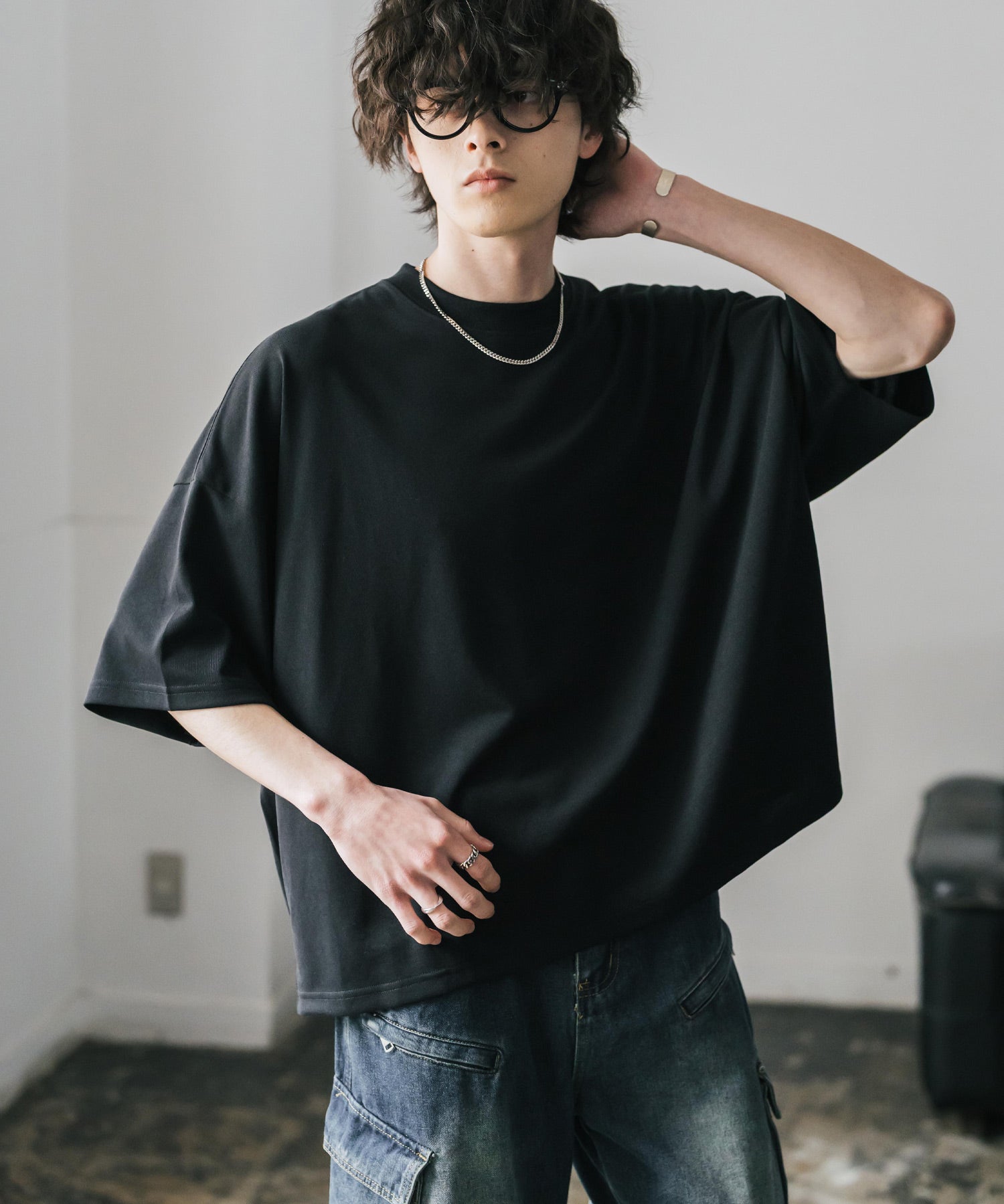 AIR TEC+ 接触冷感・遮熱・UVカット 多機能オーバーサイズショート丈半袖Tシャツ 15429