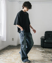 AIR TEC+ 接触冷感・遮熱・UVカット 多機能オーバーサイズショート丈半袖Tシャツ 15429