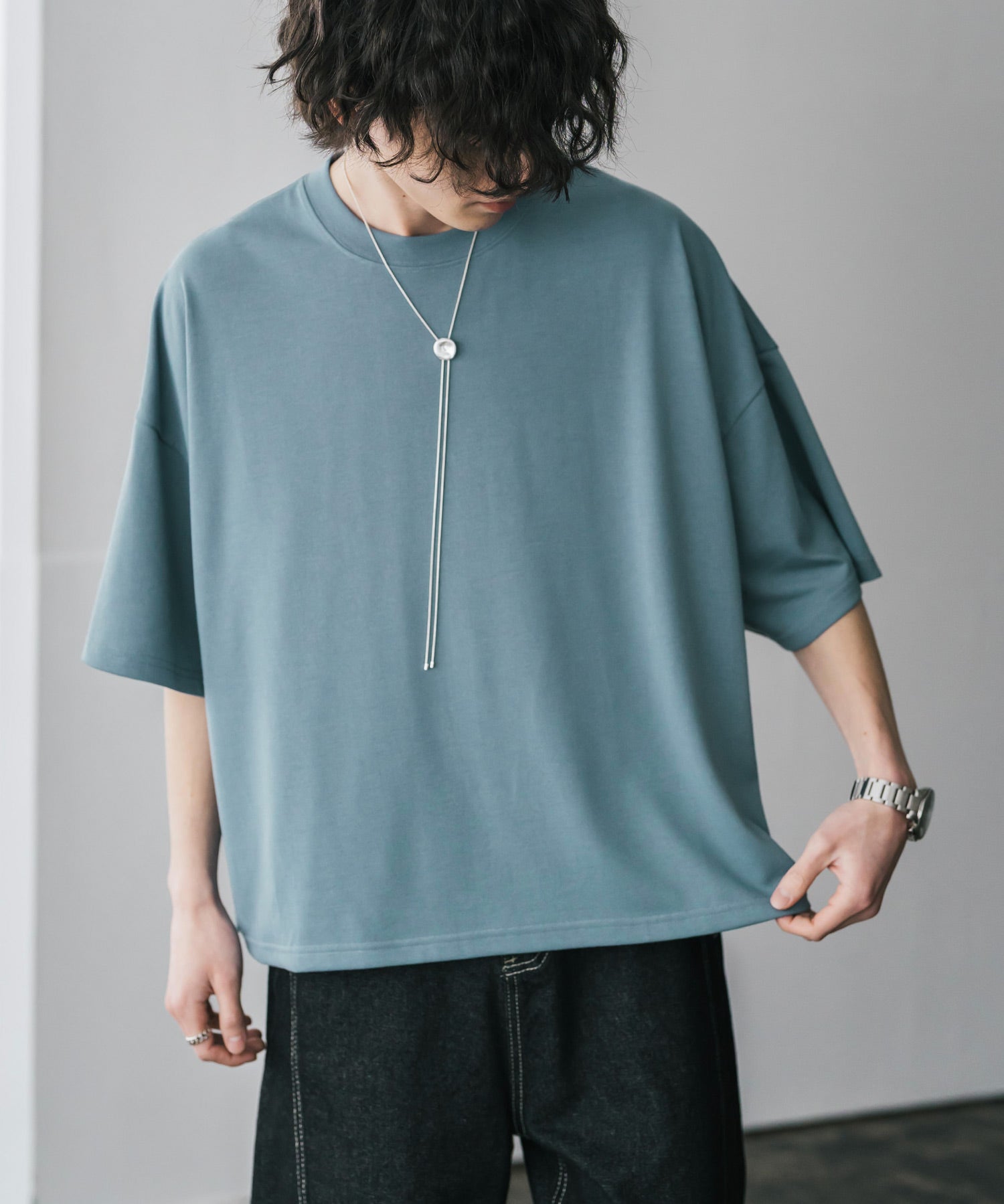 AIR TEC+ 接触冷感・遮熱・UVカット 多機能オーバーサイズショート丈半袖Tシャツ 15429