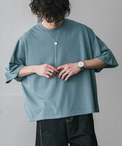 AIR TEC+ 接触冷感・遮熱・UVカット 多機能オーバーサイズショート丈半袖Tシャツ 15429