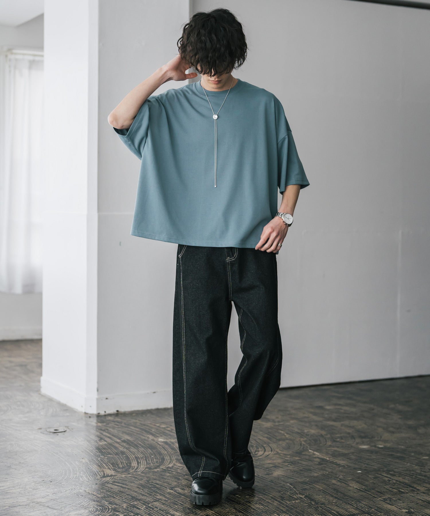 AIR TEC+ 接触冷感・遮熱・UVカット 多機能オーバーサイズショート丈半袖Tシャツ 15429