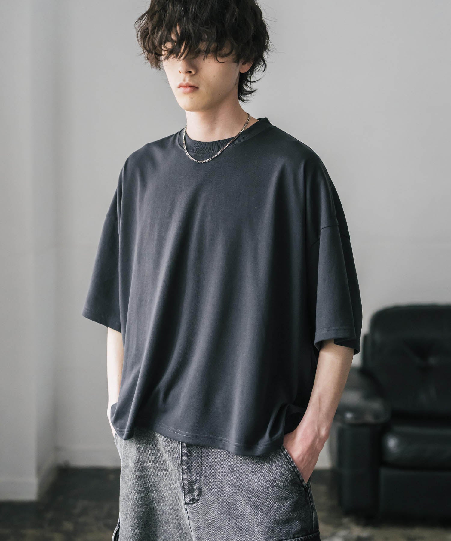 AIR TEC+ 接触冷感・遮熱・UVカット 多機能オーバーサイズショート丈半袖Tシャツ 15429