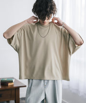 AIR TEC+ 接触冷感・遮熱・UVカット 多機能オーバーサイズショート丈半袖Tシャツ 15429