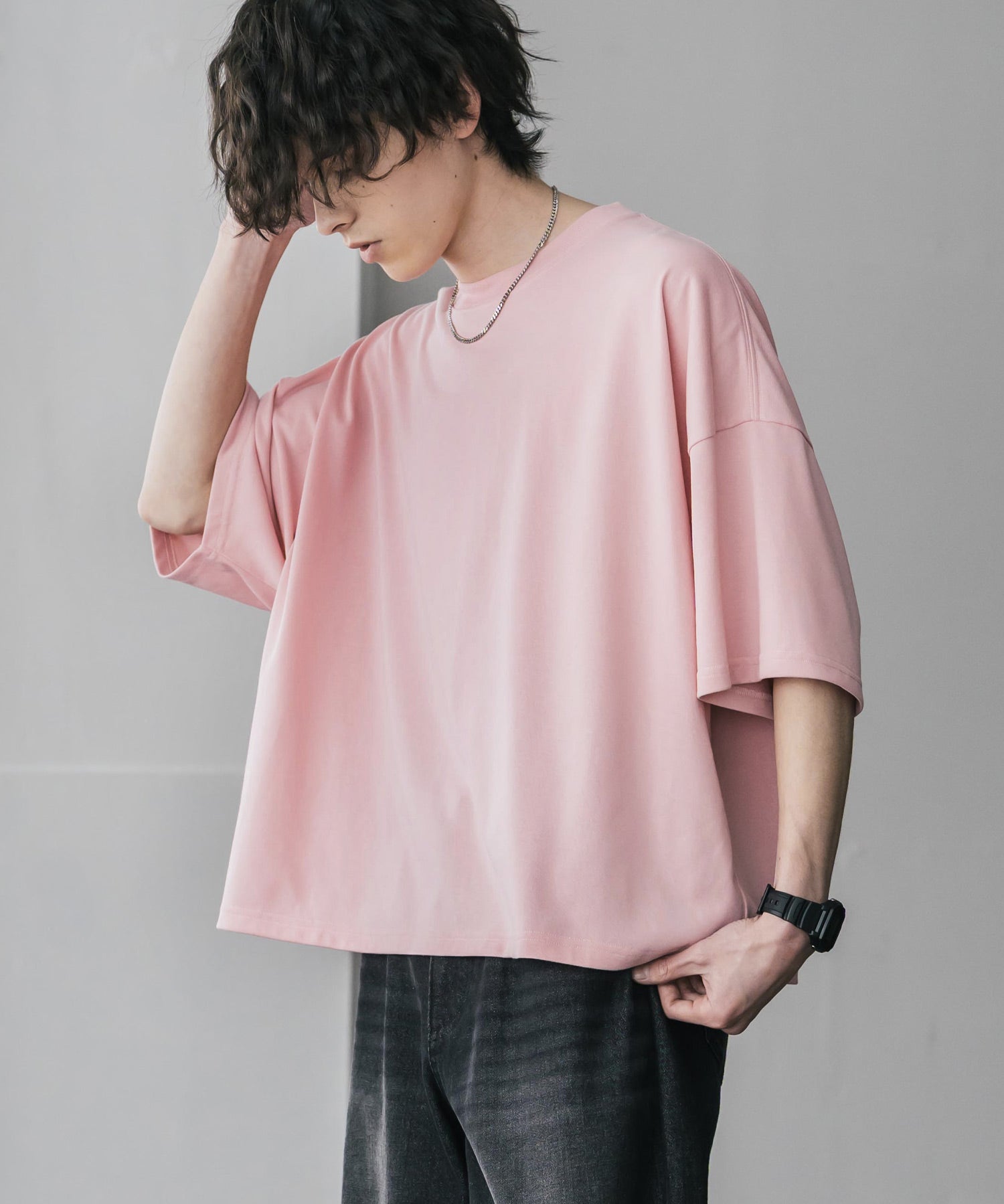 AIR TEC+ 接触冷感・遮熱・UVカット 多機能オーバーサイズショート丈半袖Tシャツ 15429