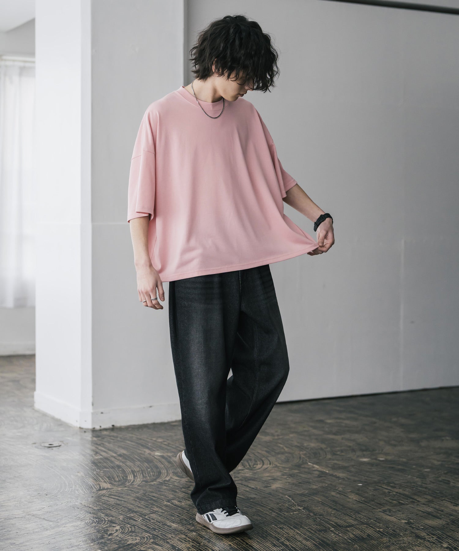 AIR TEC+ 接触冷感・遮熱・UVカット 多機能オーバーサイズショート丈半袖Tシャツ 15429