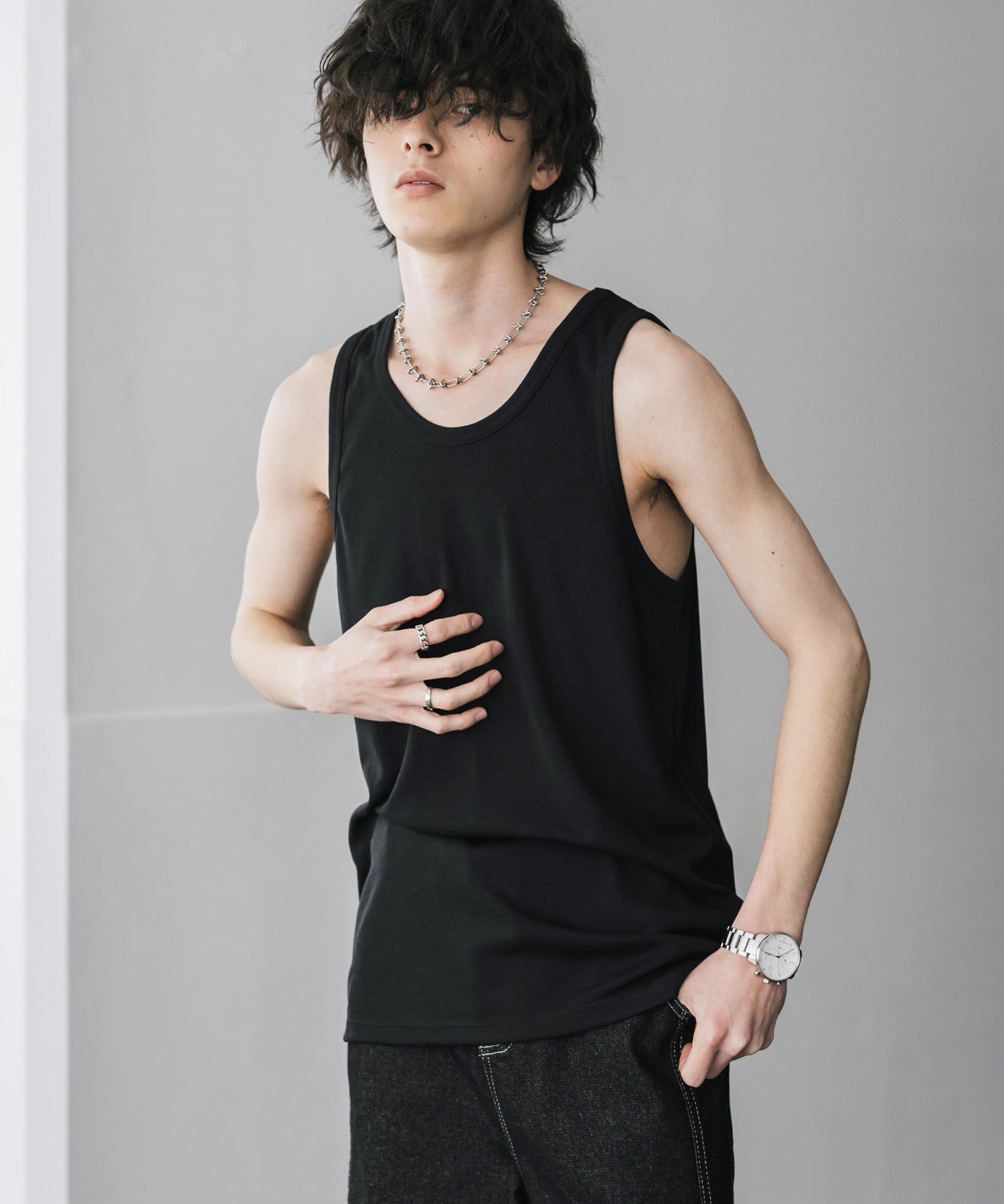 AIR TEC+ 接触冷感・遮熱・UVカットリブタンクトップ 15431