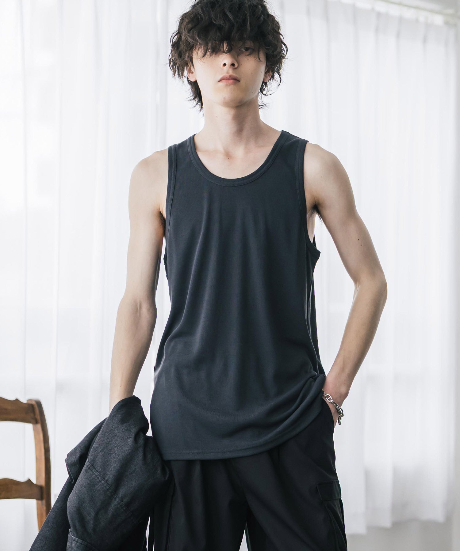 AIR TEC+ 接触冷感・遮熱・UVカットリブタンクトップ 15431