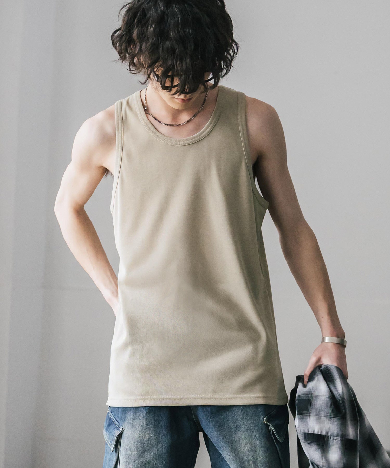 AIR TEC+ 接触冷感・遮熱・UVカットリブタンクトップ 15431