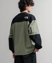 日本未展開モデル THE NORTH FACE ザ・ノースフェイス WHITE LABEL ホワイトレーベル TNF ALBANY EX CREWNECK ワンポイントロゴ刺繍バイカラー長袖カットソー 15432