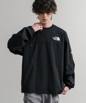 日本未展開モデル THE NORTH FACE ザ・ノースフェイス WHITE LABEL ホワイトレーベル TNF ALBANY EX CREWNECK ワンポイントロゴ刺繍バイカラー長袖カットソー 15432