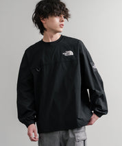 日本未展開モデル THE NORTH FACE ザ・ノースフェイス WHITE LABEL ホワイトレーベル TNF ALBANY EX CREWNECK ワンポイントロゴ刺繍バイカラー長袖カットソー 15432