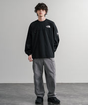 日本未展開モデル THE NORTH FACE ザ・ノースフェイス WHITE LABEL ホワイトレーベル TNF ALBANY EX CREWNECK ワンポイントロゴ刺繍バイカラー長袖カットソー 15432