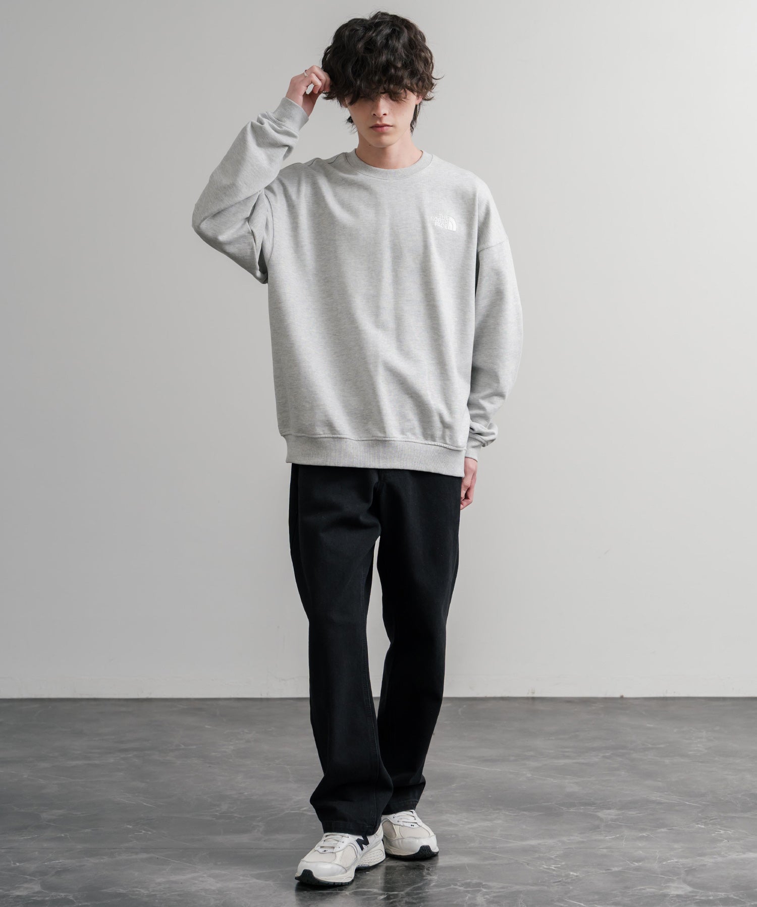 日本未展開モデル THE NORTH FACE ザ・ノースフェイス WHITE LABEL ホワイトレーベル TNF GO-TO SWEATSHIRTS ワンポイントロゴ刺繍クルーネック長袖スウェットトレーナー 15433