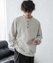 オーバーサイズ 裏毛ヘンリーネック長袖スウェット 15436 【セットアップ可能】
