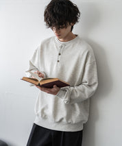 オーバーサイズ 裏毛ヘンリーネック長袖スウェット 15436 【セットアップ可能】