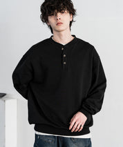 オーバーサイズ 裏毛ヘンリーネック長袖スウェット 15436 【セットアップ可能】