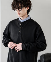 オーバーサイズ 裏毛ヘンリーネック長袖スウェット 15436 【セットアップ可能】