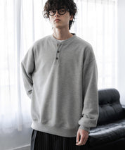 オーバーサイズ 裏毛ヘンリーネック長袖スウェット 15436 【セットアップ可能】