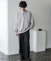 オーバーサイズ 裏毛ヘンリーネック長袖スウェット 15436 【セットアップ可能】