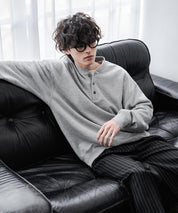 オーバーサイズ 裏毛ヘンリーネック長袖スウェット 15436 【セットアップ可能】