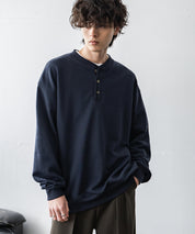 オーバーサイズ 裏毛ヘンリーネック長袖スウェット 15436 【セットアップ可能】