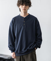 オーバーサイズ 裏毛ヘンリーネック長袖スウェット 15436 【セットアップ可能】