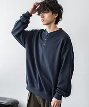 オーバーサイズ 裏毛ヘンリーネック長袖スウェット 15436 【セットアップ可能】