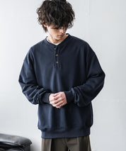 オーバーサイズ 裏毛ヘンリーネック長袖スウェット 15436 【セットアップ可能】