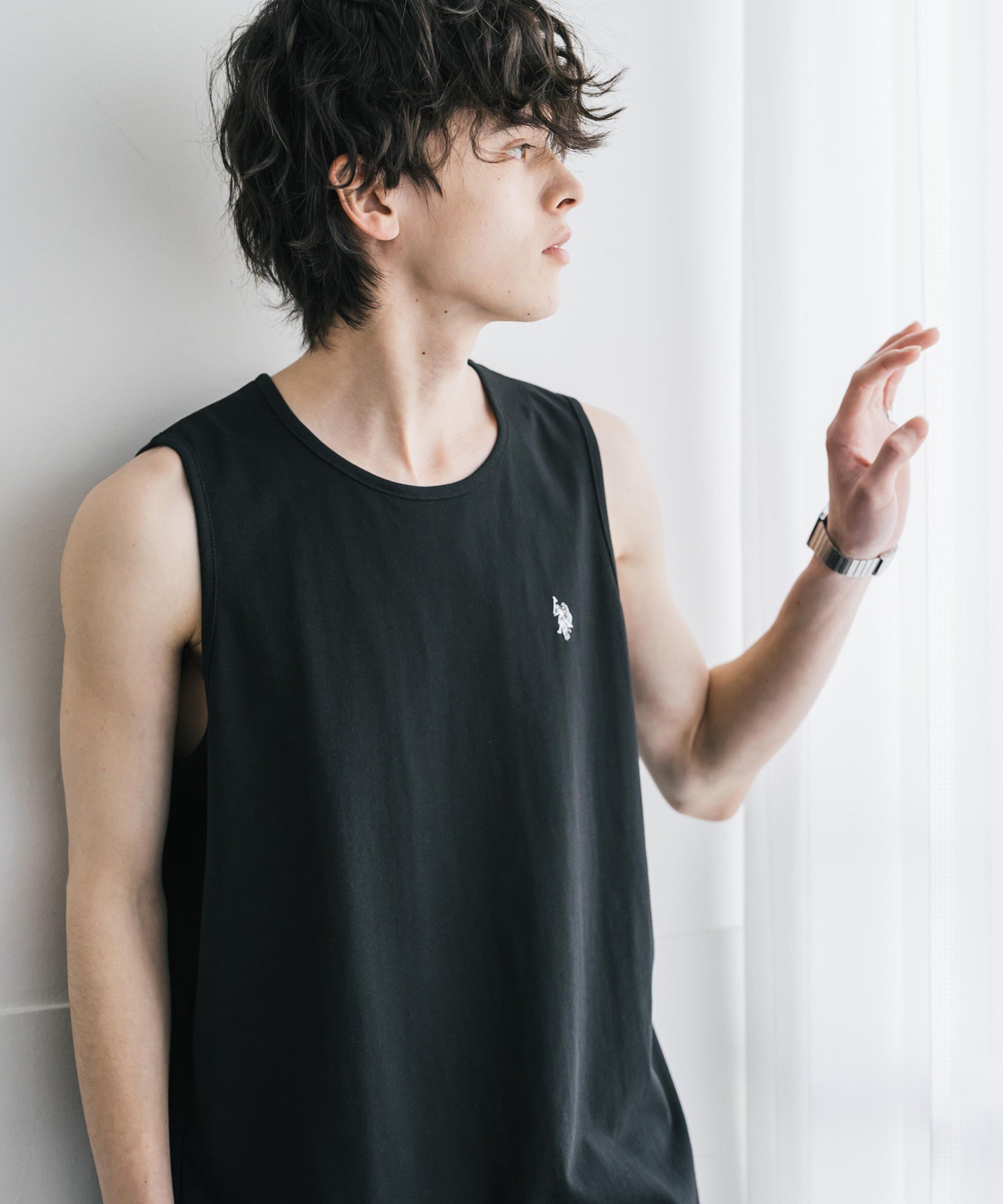 U.S. POLO ASSN. ユーエスポロアッスン 別注コラボワンポイントロゴ刺繍天竺タンクトップ/ノースリーブTee 15441