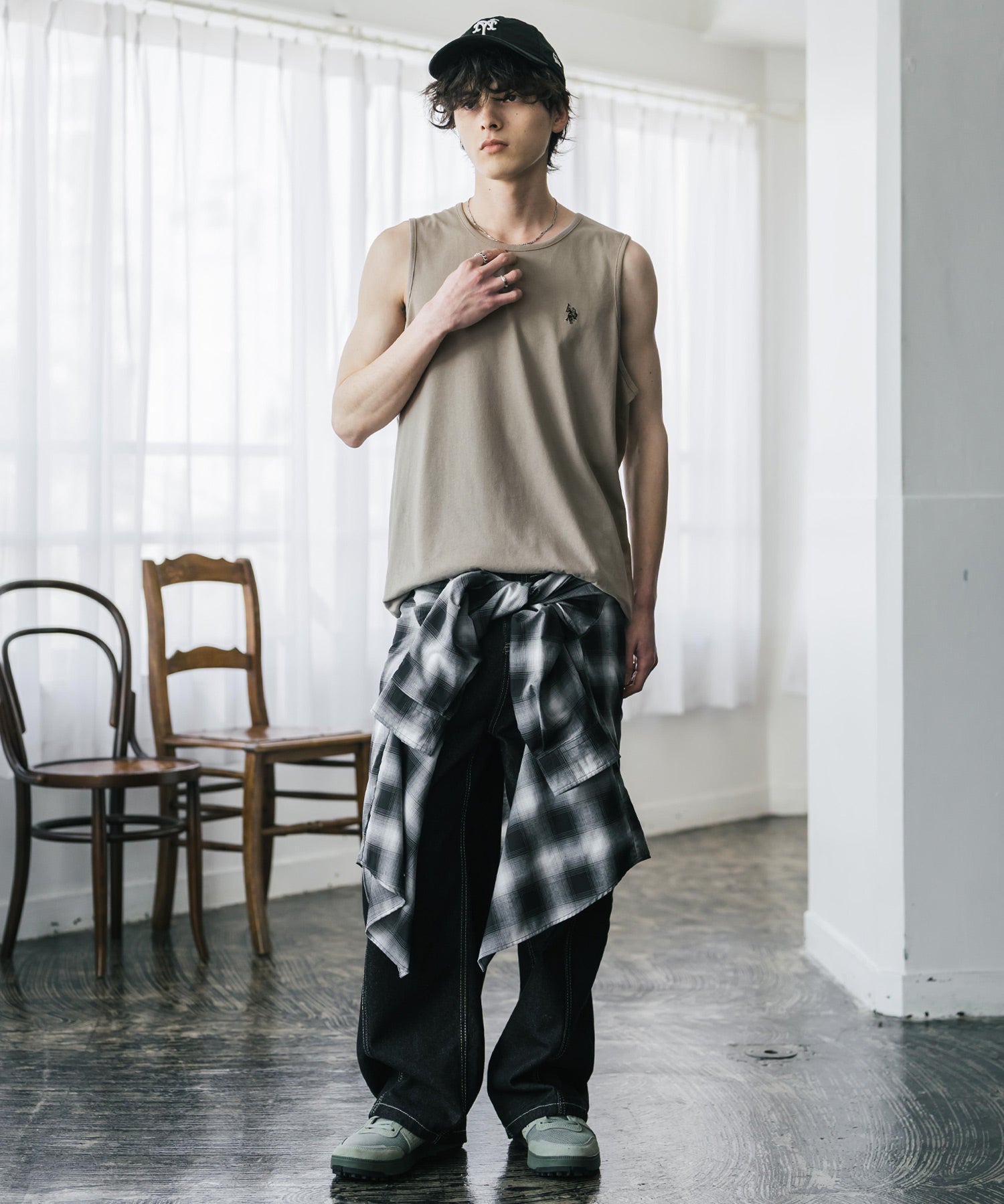 U.S. POLO ASSN. ユーエスポロアッスン 別注コラボワンポイントロゴ刺繍天竺タンクトップ/ノースリーブTee 15441