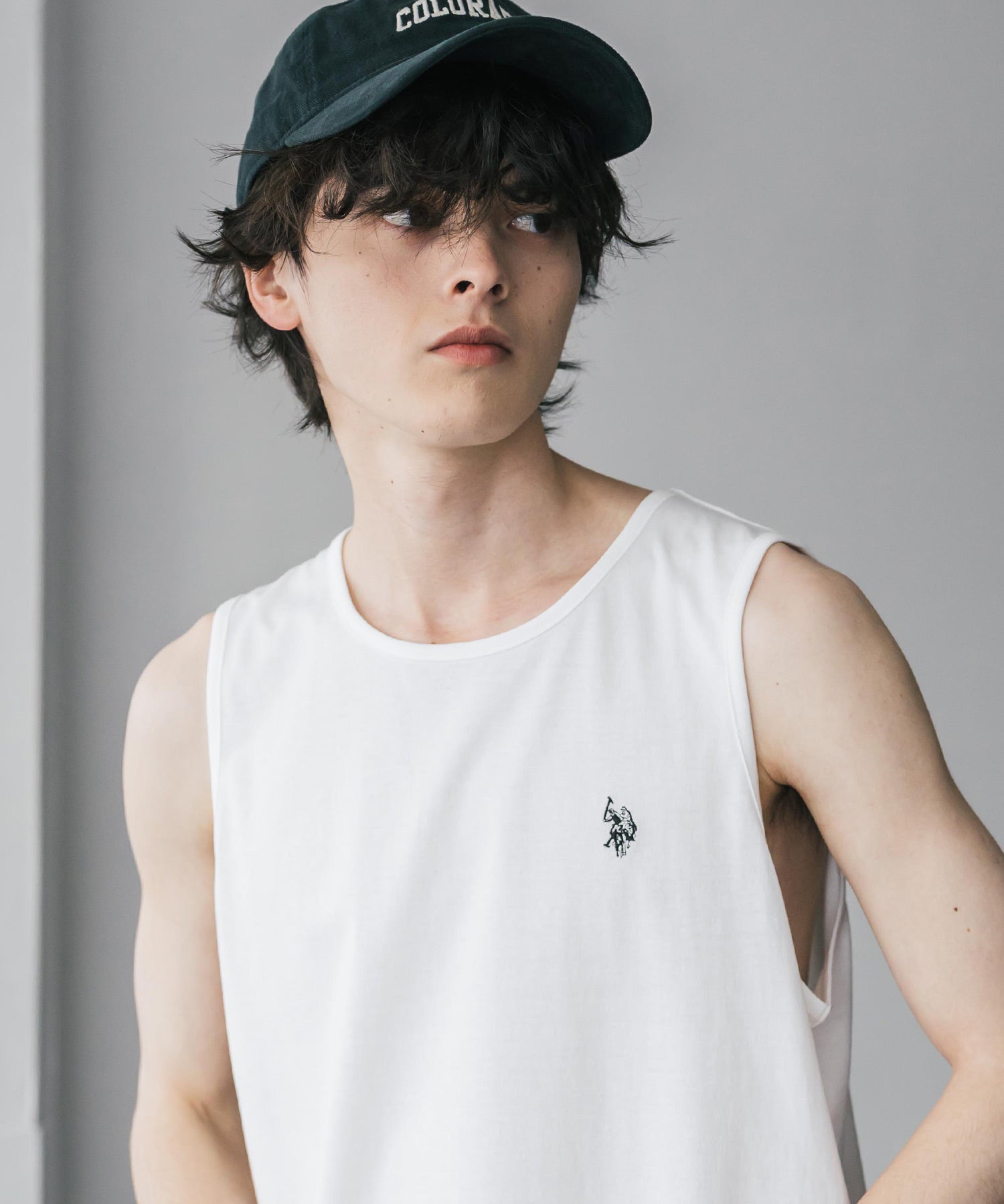 U.S. POLO ASSN. ユーエスポロアッスン 別注コラボワンポイントロゴ刺繍天竺タンクトップ/ノースリーブTee 15441