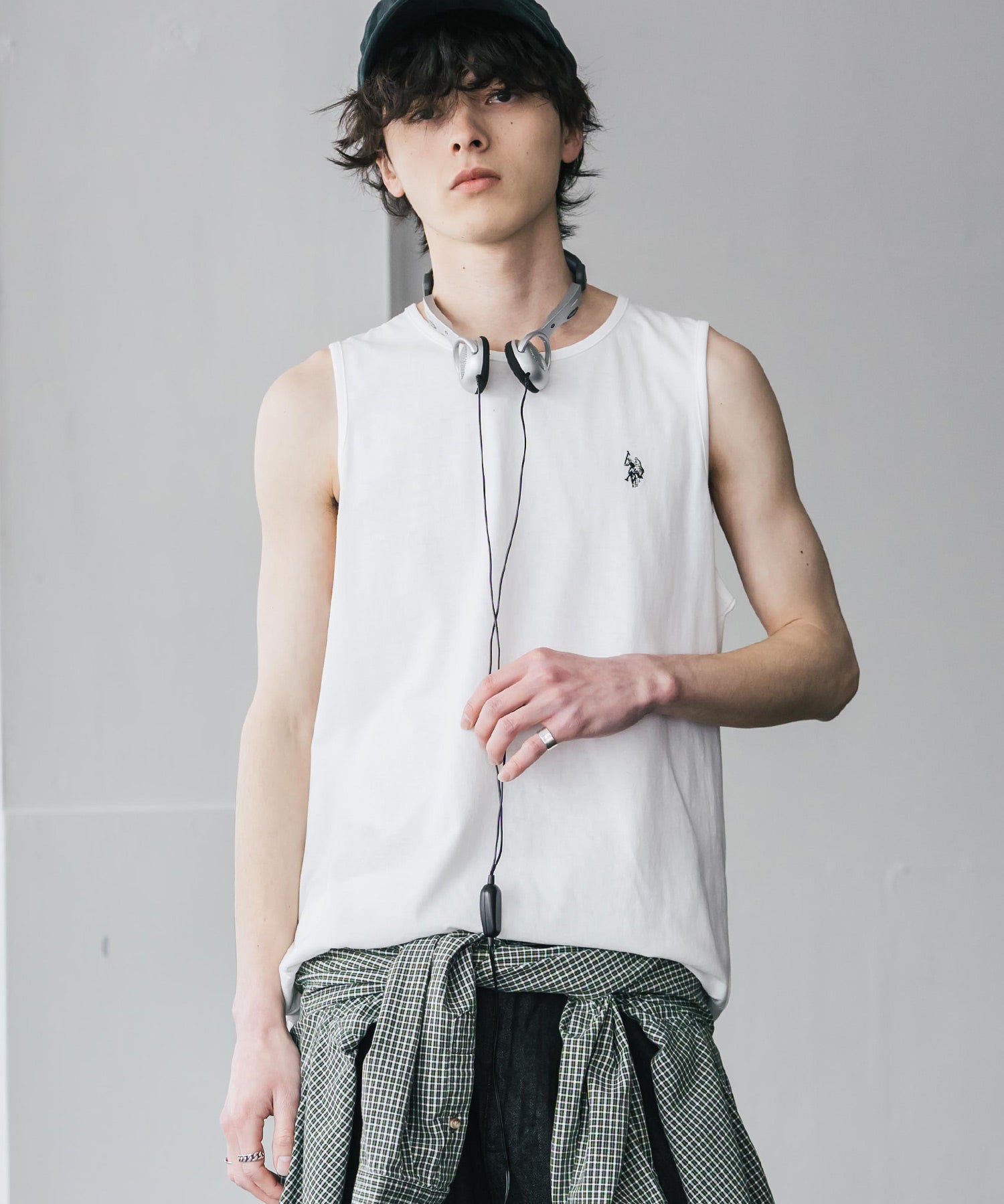 U.S. POLO ASSN. ユーエスポロアッスン 別注コラボワンポイントロゴ刺繍天竺タンクトップ/ノースリーブTee 15441