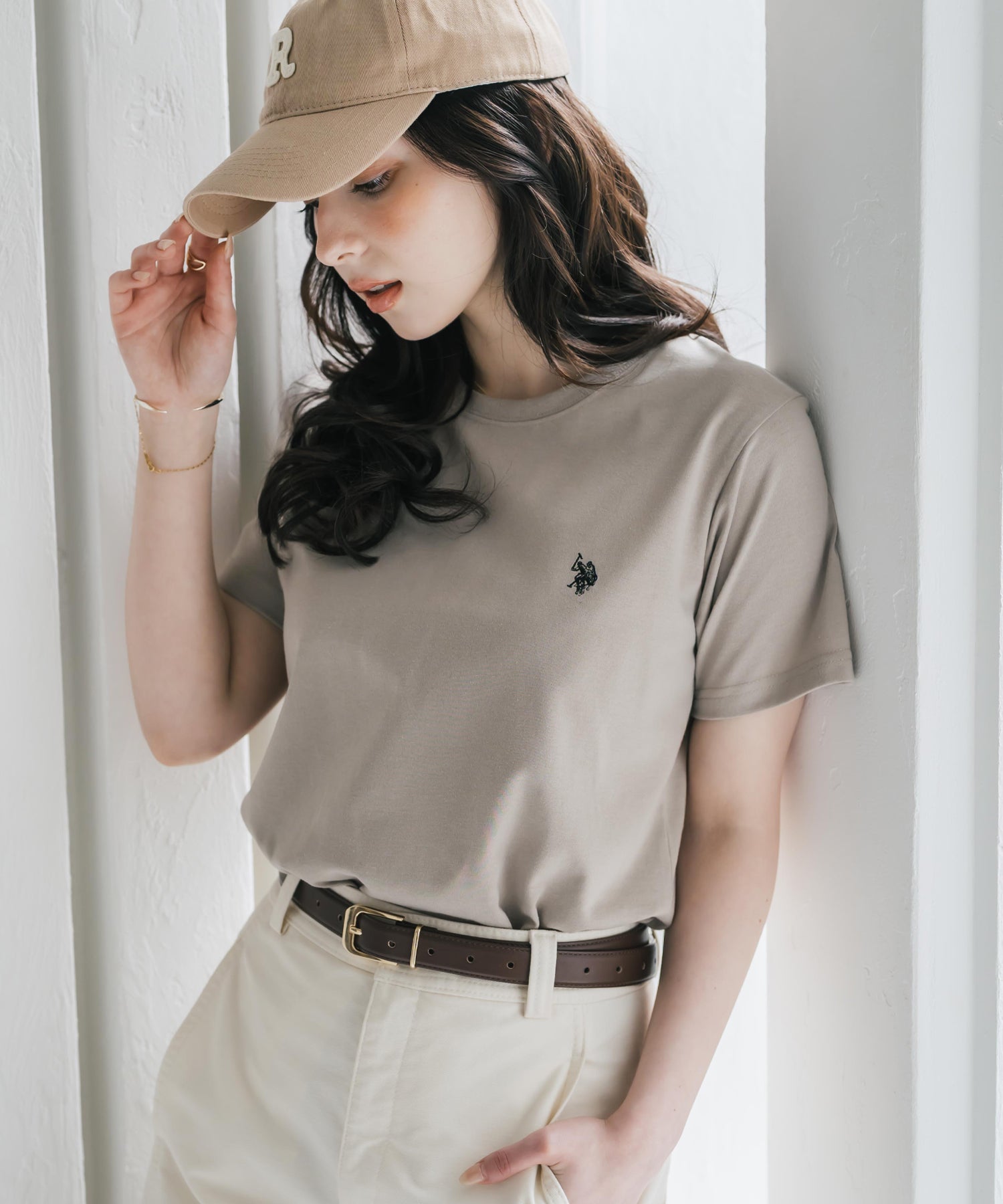 U.S. POLO ASSN. W's 別注コラボワンポイントロゴ刺繍半袖Tシャツ 15442