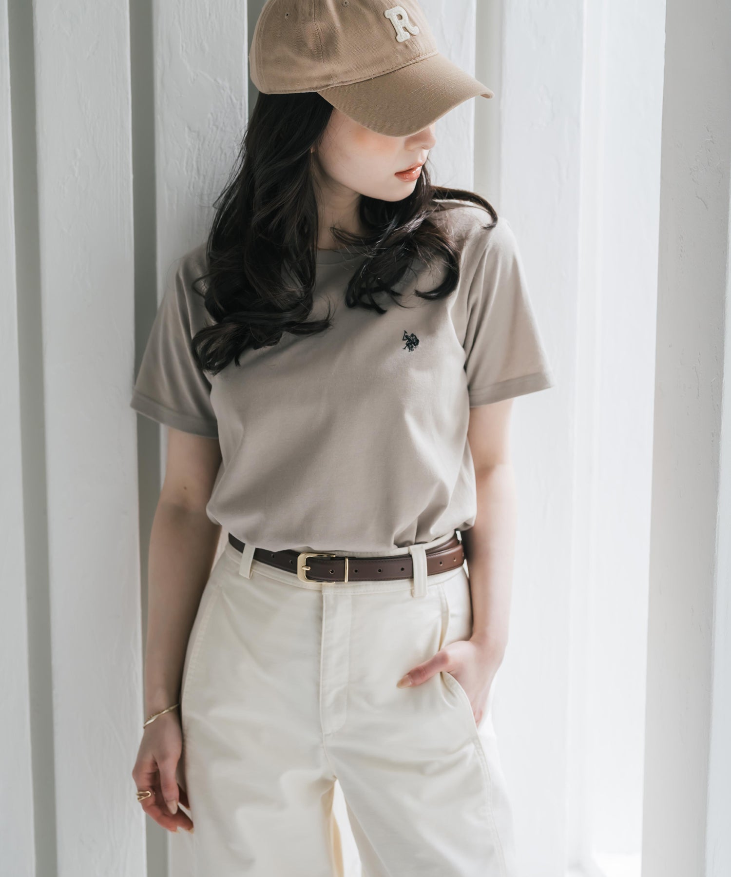 U.S. POLO ASSN. W's 別注コラボワンポイントロゴ刺繍半袖Tシャツ 15442