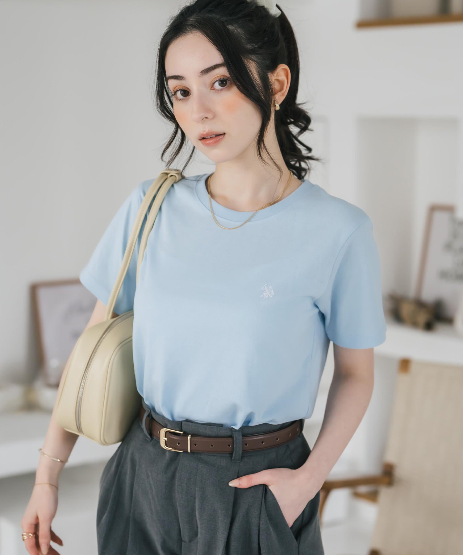 U.S. POLO ASSN. W's 別注コラボワンポイントロゴ刺繍半袖Tシャツ 15442