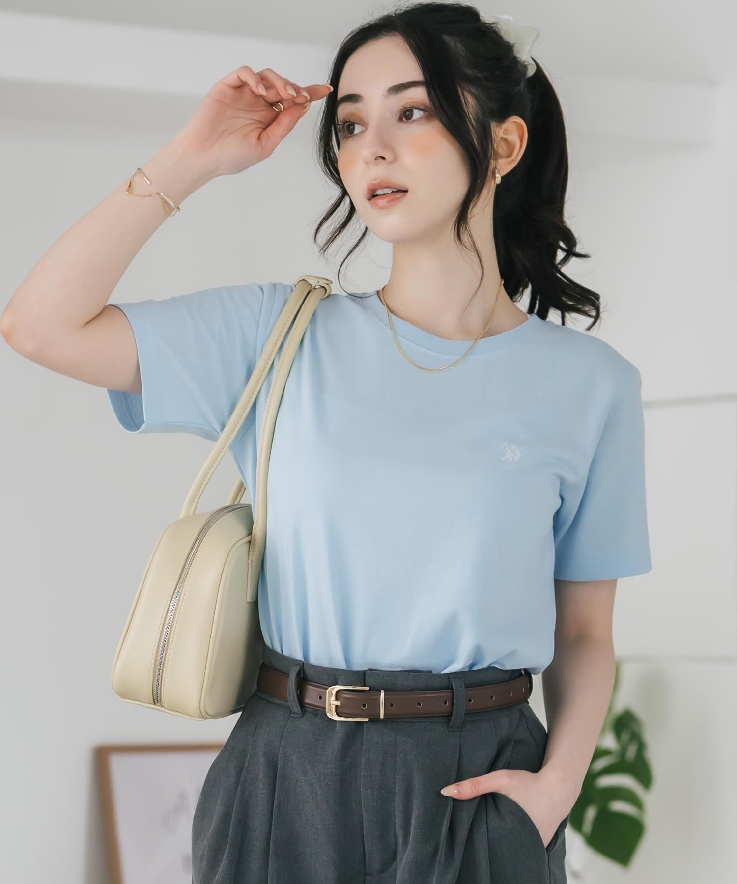 U.S. POLO ASSN. W's 別注コラボワンポイントロゴ刺繍半袖Tシャツ 15442