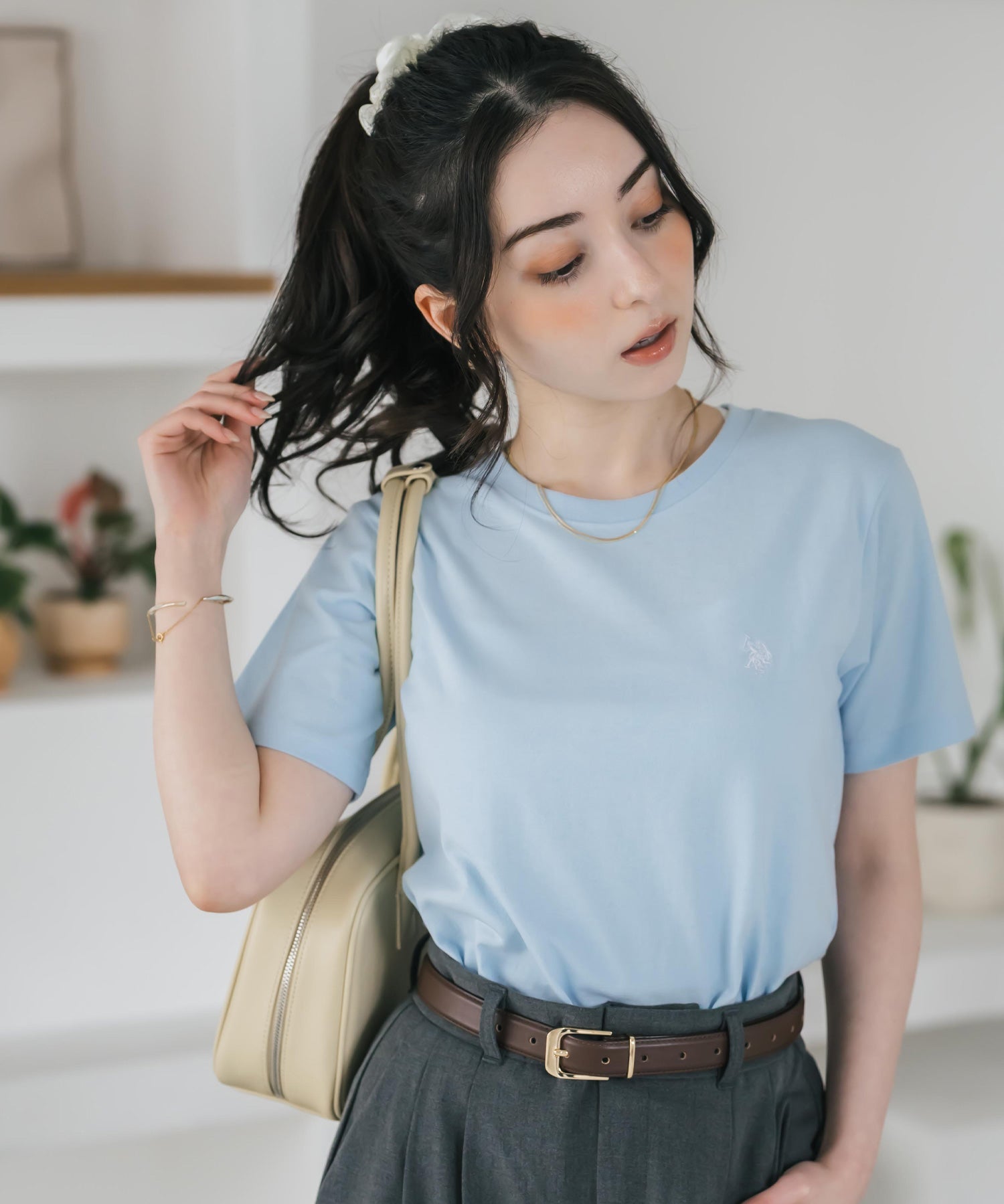 U.S. POLO ASSN. W's 別注コラボワンポイントロゴ刺繍半袖Tシャツ 15442